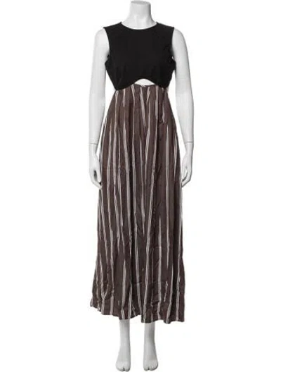 Pre-owned Wynn Hamlyn Striped Long Dress In Brown