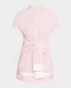 Wynn Hamlyn Upside Down Shirt Short-sleeve Mini Dress In Pink Stripe