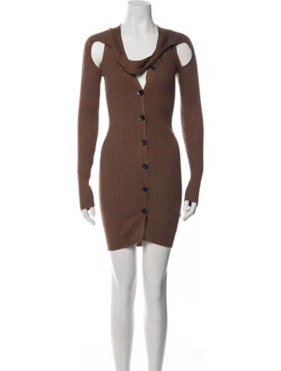 Pre-owned Wynn Hamlyn V-neck Mini Dress In Brown
