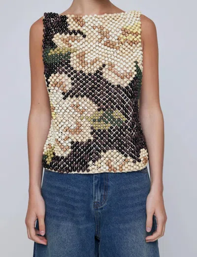 Wynn Hamlyn Wooden Beaded Top In Daisy Beads In Multi