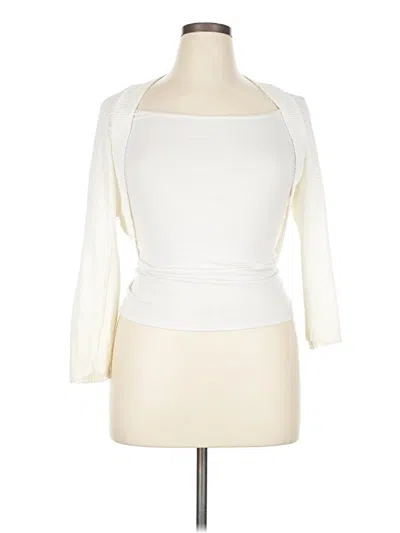 Pre-owned Wynne Layers 3/4 Sleeve Top Ivory Square Neckline Tops In White