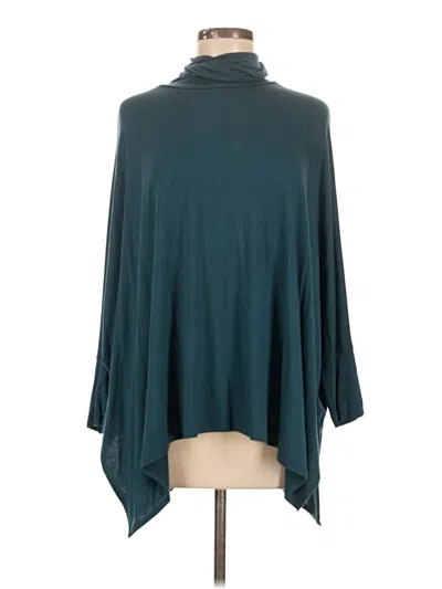 Pre-owned Wynne Layers 3/4 Sleeve Top Teal Cowl Neck Tops In Blue