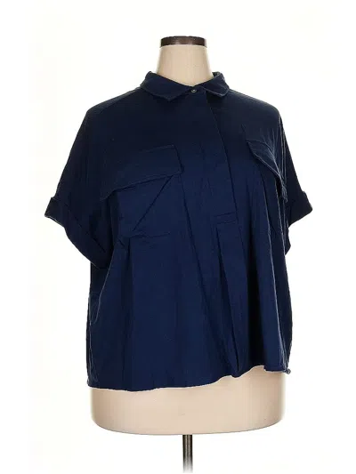 Pre-owned Wynne Layers Short Sleeve Blouse In Blue