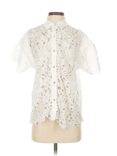 Pre-owned Wynne Layers Short Sleeve Blouse In White