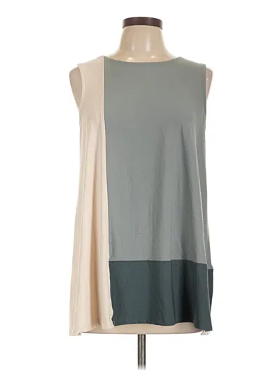 Pre-owned Wynne Layers Sleeveless Top Gray Color Block Pattern Boatneck Tops