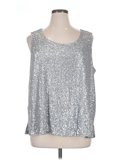 Pre-owned Wynne Layers Sleeveless Top Silver Cold Shoulder Neckline Tops