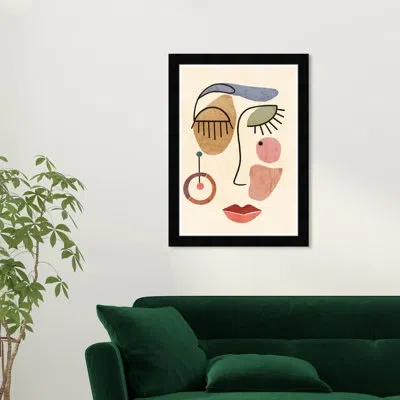 Wynwood Studio Abstract Face - Picture Frame Graphic Art In White;pink