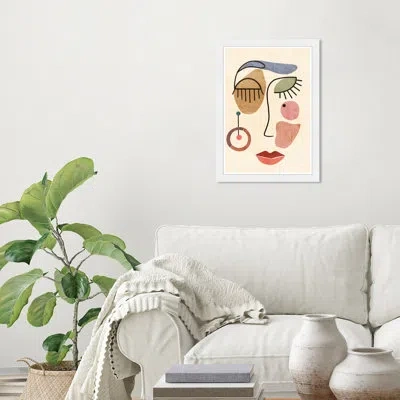 Wynwood Studio Abstract Face - Picture Frame Graphic Art In White;pink