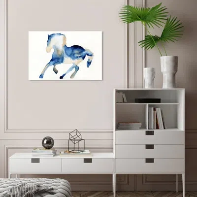 Wynwood Studio Animals Country Rustic Canvas Art - Blue And White Horse Wall Art For Home Decor In Blue;white