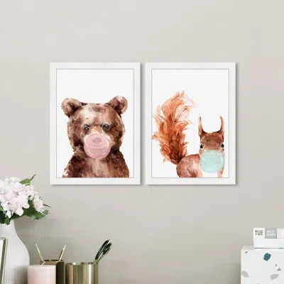 Wynwood Studio Bubblegum Animals Set 2 Pieces By  In Brown;white