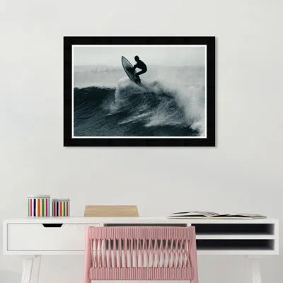 Wynwood Studio Catch The Wave - Picture Frame Graphic Art In Black Framed