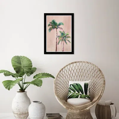 Wynwood Studio Coastal Palm Coral In Black Framed