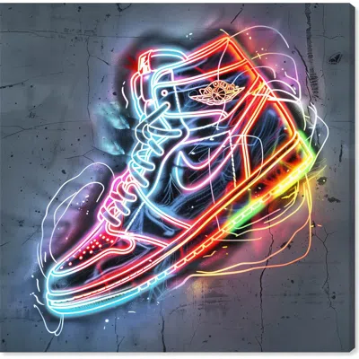 Wynwood Studio Colorful Lights Sneaker Canvas Wall Art In Red
