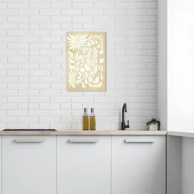 Wynwood Studio Cream Abstract Floral On Canvas By  Print In Brown