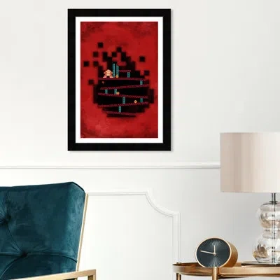 Wynwood Studio Entertainment And Hobbies Nostalgic Arcade Game Video Games - Picture Framed Painting Print On Paper In Black;red