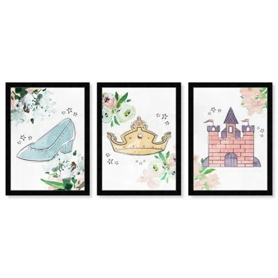 Wynwood Studio Fantasy And Sci-fi Scribble Set Princess Essentials Modern & Contemporary Pink And Light Pink Canvas In Black Framed
