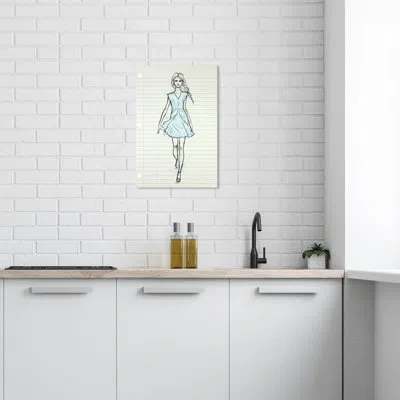 Wynwood Studio Fashion And Glam Contemporary - Blue Floral Dress On Woman Wall Art For Home Decor In Blue;white