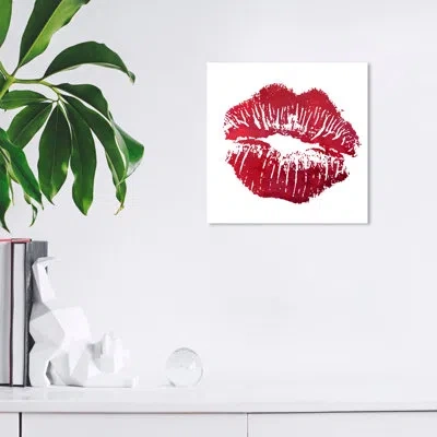 Wynwood Studio Fashion And Glam Contemporary Canvas Art - Kissing Red Lips Wall Art For Home Decor In White;red