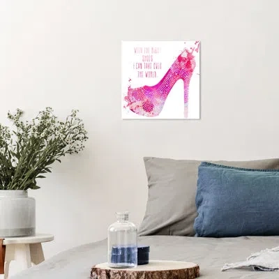 Wynwood Studio Fashion And Glam Contemporary - Pink Shiny High Heels Wall Art For Home Decor In White;pink