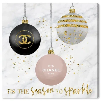 Wynwood Studio Fashion And Glam Fashion Ornaments Sparkle Glam Gold Canvas Wall Art Print In Black;white;gold