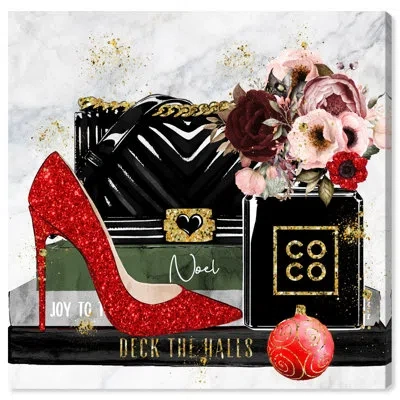 Wynwood Studio Fashion And Glam Holiday Seasonal Books Glam Red Canvas Wall Art Print In Black;red