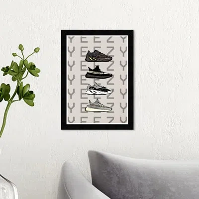 Wynwood Studio Fashion And Glam Hypebeast Sneakers Shoes - Picture Frame Painting Print On Paper In Black;gray