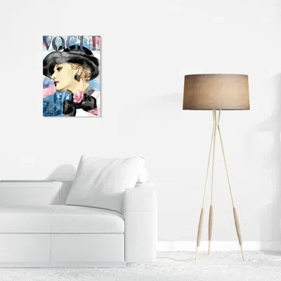 Wynwood Studio Fashion And Glam Modern Canvas Art - Magazine Woman In A Hat Wall Art For Home Decor In Blue;black
