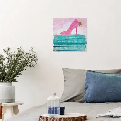 Wynwood Studio Fashion And Glam Modern - Fashion High Heel Bookstack Blue Wall Art For Home Decor In Blue;pink