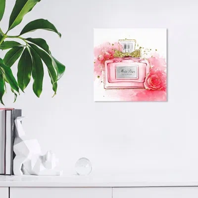 Wynwood Studio Fashion And Glam Pink Bottle Glam Pink And Scarlet Canvas Wall Art Print For Living Room In White;pink