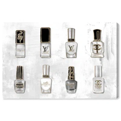 Wynwood Studio Fashion And Glam Rose Gold Nail Polish Glam White Canvas Wall Art Print In Black;white
