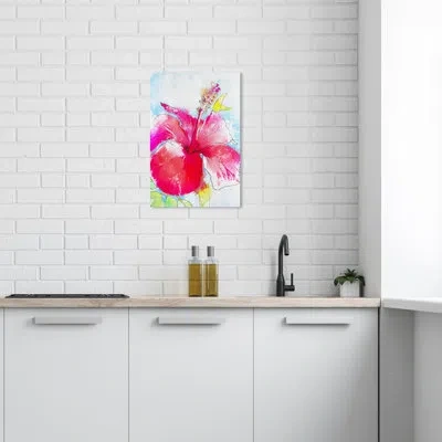 Wynwood Studio Floral And Botanical Tropical Canvas Art - Clear Sky Hibiscus Wall Art For Home Decor In Red;yellow