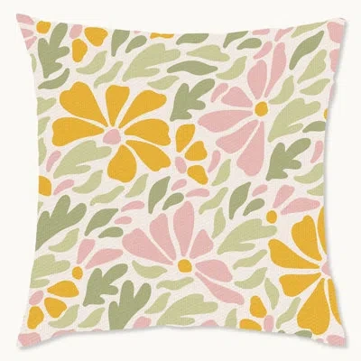 Wynwood Studio Floral Polyester Indoor/outdoor Throw Pillow In Green;pink;ivory