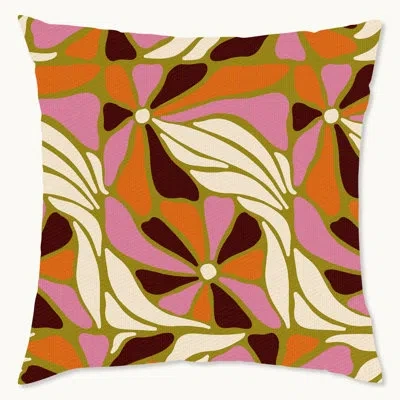 Wynwood Studio Floral Polyester Indoor/outdoor Throw Pillow In Green;pink;orange