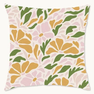 Wynwood Studio Floral Polyester Indoor/outdoor Throw Pillow In Green;yellow;pink