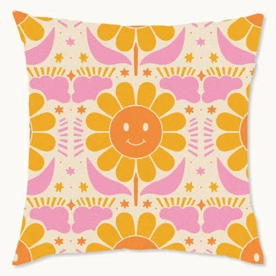 Wynwood Studio Floral Polyester Indoor/outdoor Throw Pillow In Pink;orange