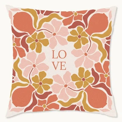 Wynwood Studio Floral Polyester Indoor/outdoor Throw Pillow In Pink;orange