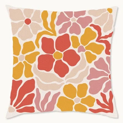 Wynwood Studio Floral Polyester Indoor/outdoor Throw Pillow In Red;pink;orange