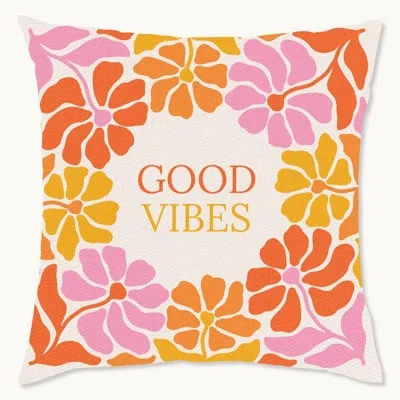 Wynwood Studio Floral Polyester Pillow Cover In Beige;pink;orange