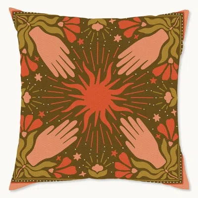 Wynwood Studio Floral Polyester Throw Pillow In Green;pink;orange