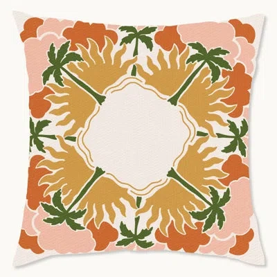 Wynwood Studio Floral Polyester Throw Pillow In Green;pink;orange