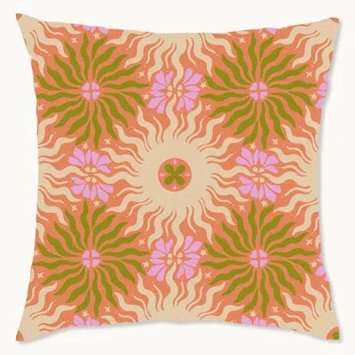 Wynwood Studio Geometric Polyester Indoor/outdoor Throw Pillow In Green;pink;orange