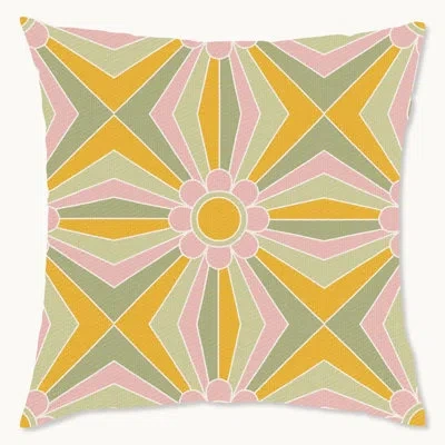 Wynwood Studio Geometric Polyester Indoor/outdoor Throw Pillow In Green;pink;orange