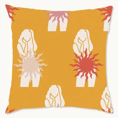 Wynwood Studio Geometric Polyester Indoor/outdoor Throw Pillow In White;red;orange