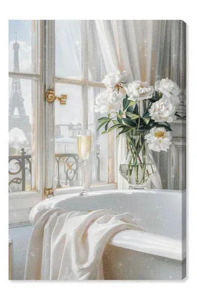Wynwood Studio Ivory Bathroom In Paris Canvas Wall Art In White