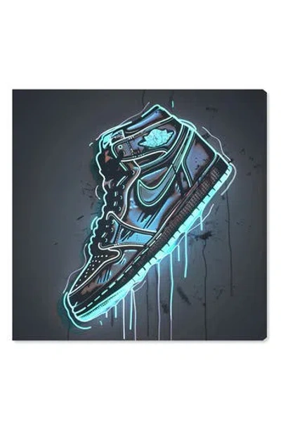 Wynwood Studio Light-up Neon Sneaker Canvas Wall Art In Blue