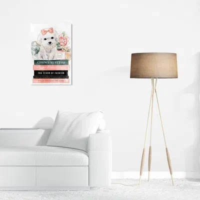 Wynwood Studio Maltese On Fashion Books On Canvas Print In White;orange