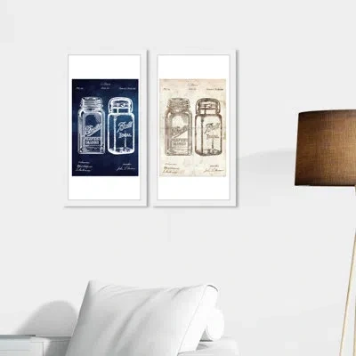 Wynwood Studio Mason Jar - 2 Piece Single Picture Frame Print Set In Blue;brown
