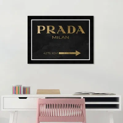 Wynwood Studio Milan Galleria Roadsign Noir - Picture Frame Textual Art In Black