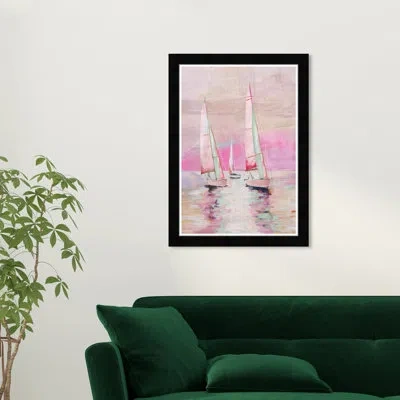 Wynwood Studio Pink Coastal Sailing In Black Framed