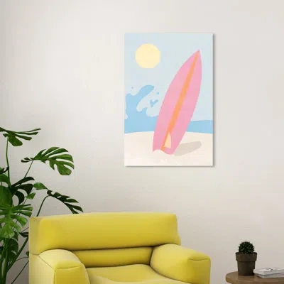 Wynwood Studio Pink Summer Surf On Canvas By  Graphic Art In Blue;pink